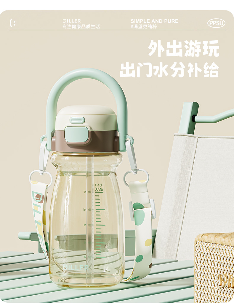 PPSU儿童水杯孕产妇吸管杯夏季塑料便携小巧可爱高颜值大宝宝奶瓶详情11