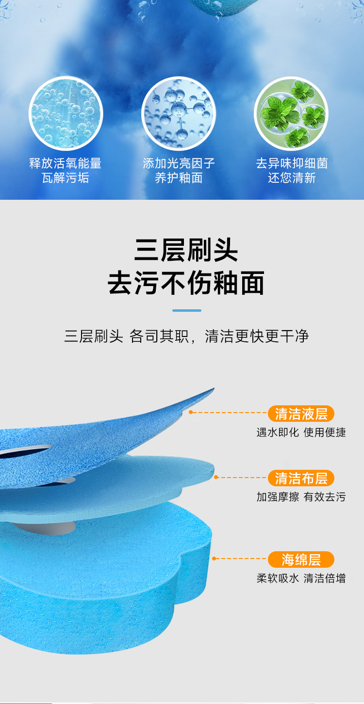 Disposable toilet brush set, bathroom no blind spots, sterile, household disposable and replaceable cleaning brush head toilet brush pic 4