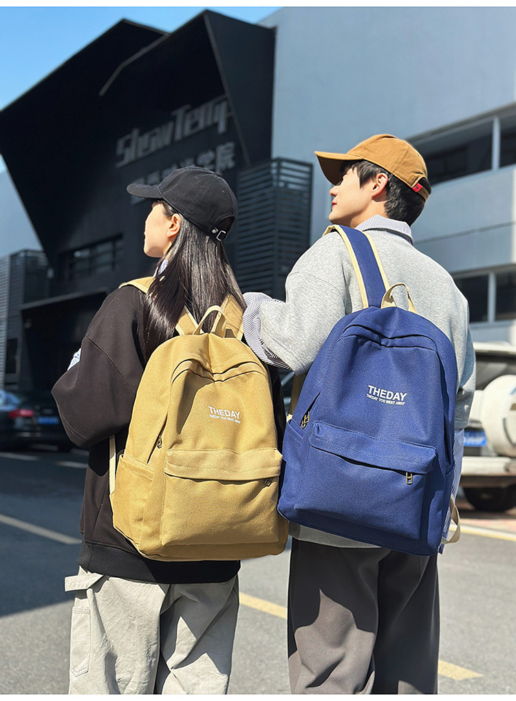 跨境港风双肩包男士大容量休闲韩版帆布大学生高中书包女潮流背包详情11