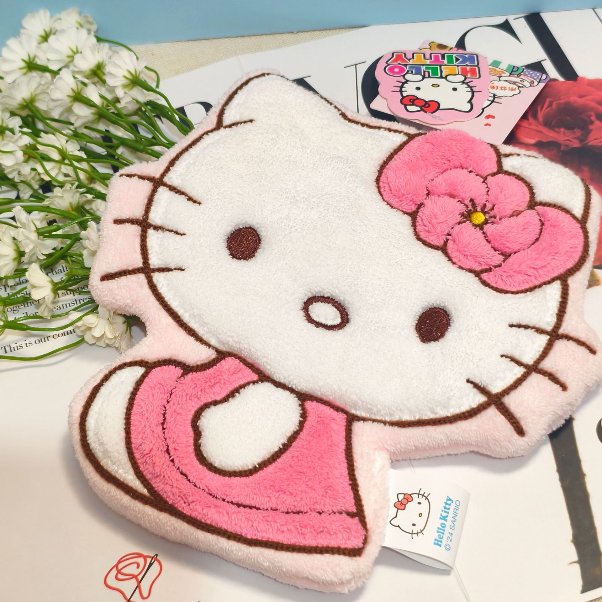 三丽鸥正版Hellokitty擦手巾可爱卡通毛巾挂式双层吸水珊瑚绒详情8