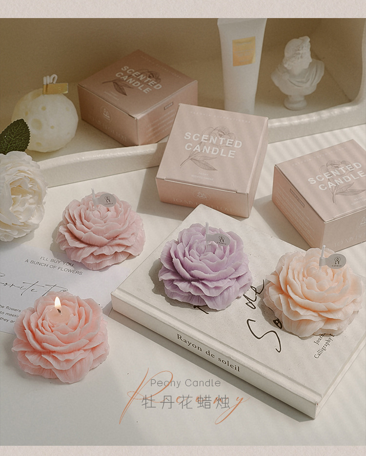 香氛伴手礼牡丹花造型蜡烛摆件氛围感礼物母亲节创意香薰蜡烛定制详情15