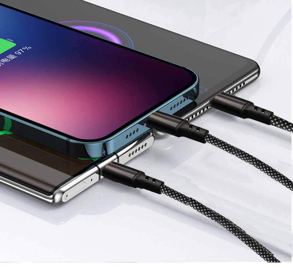 The new PD two-drag three-braided data cable is fully compatible with 100W/PD27W super fast charging and is suitable for iPhone 15 phones pic 8