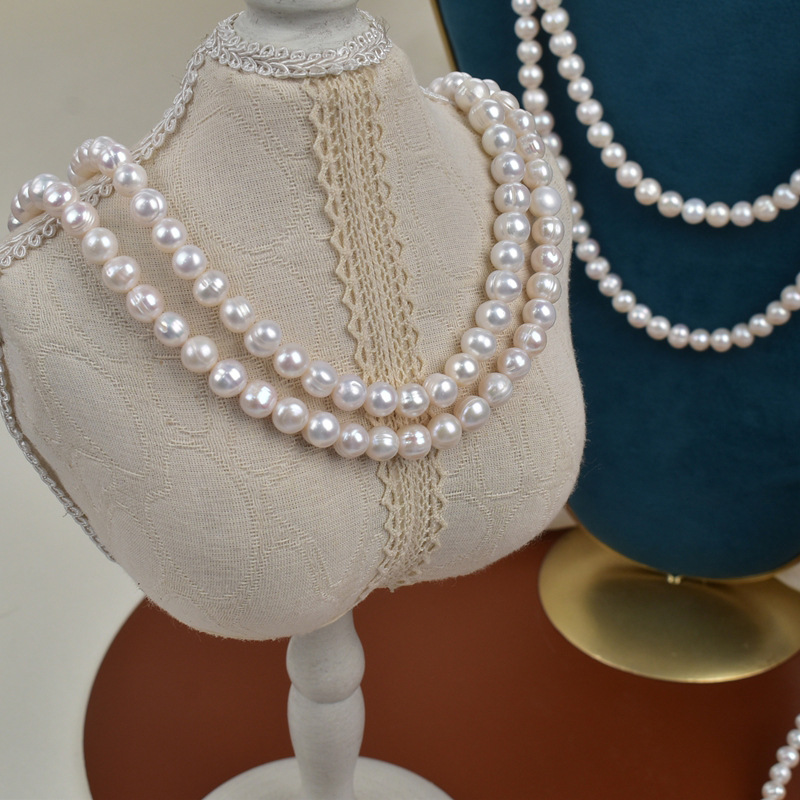 Natural freshwater pearl sweater chain, long, simple and versatile, multi-layer layered cheongsam chain, elegant necklace, Jurchen pearl pic 11