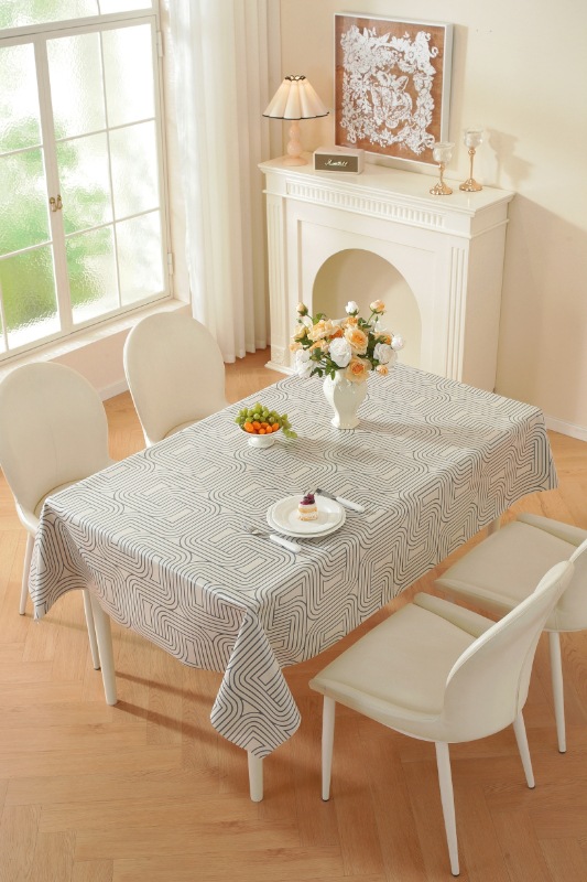 TPU faux linen printed rectangular tablecloth, no-wash, waterproof, oil-proof, heat-resistant, light luxury dining table and coffee table fabric home tablecloth pic 25