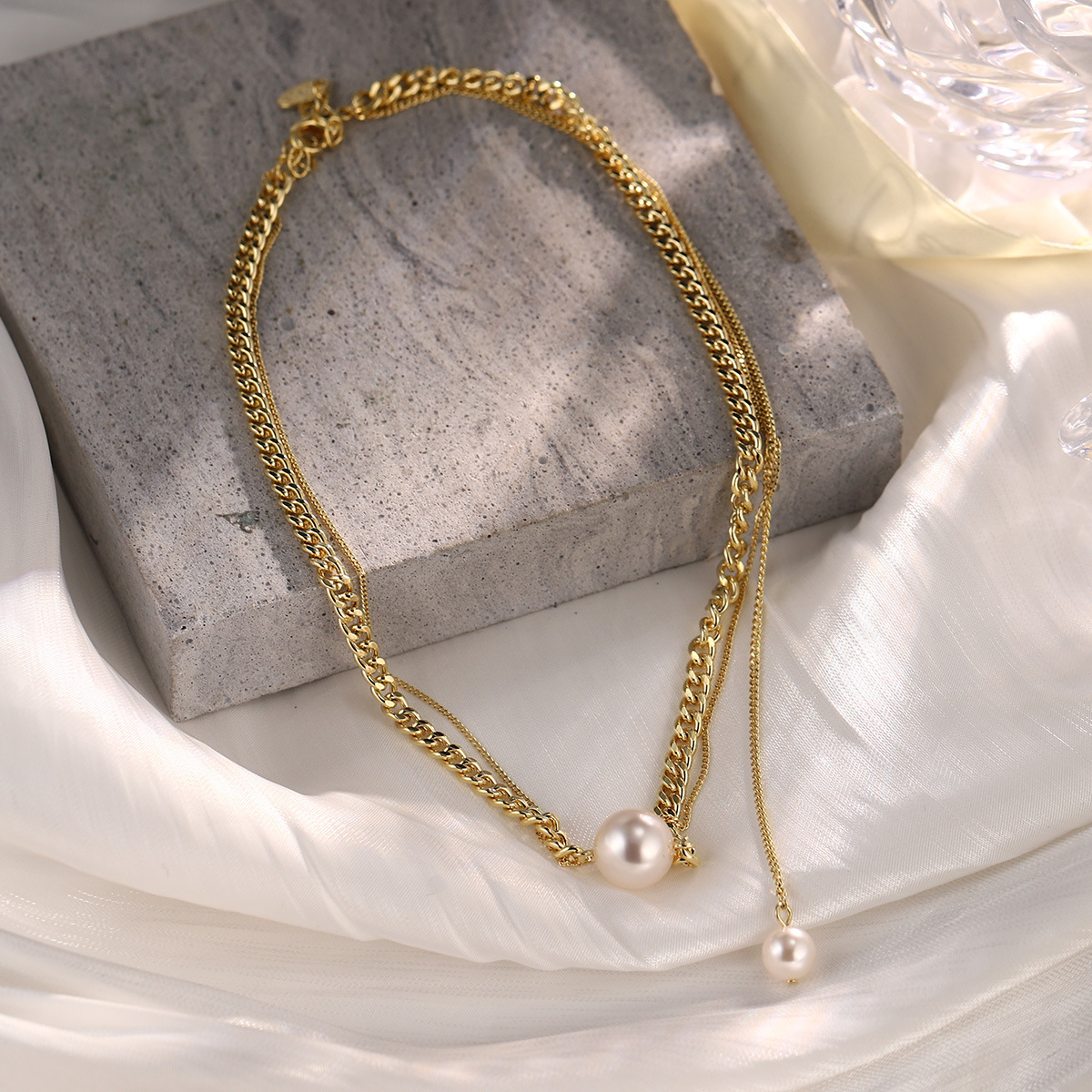 New pearl quality thick chain irregular texture tassel long bone chain necklace, high-end fashion clothing and accessories manufacturer wholesale pic 21