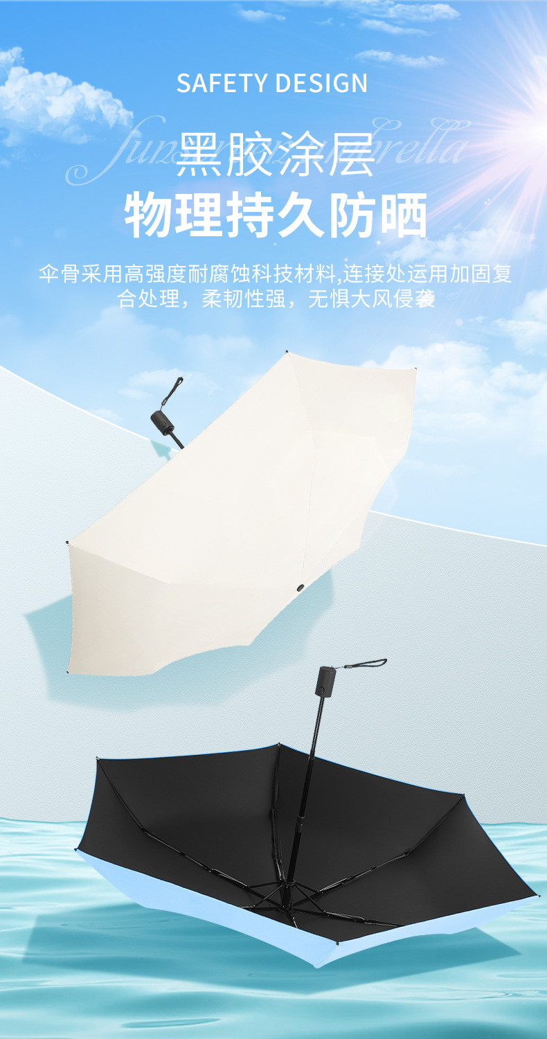 便携小巧超轻碳纤维羽毛伞手动自动轻便太阳伞三折晴雨伞两用批发详情24