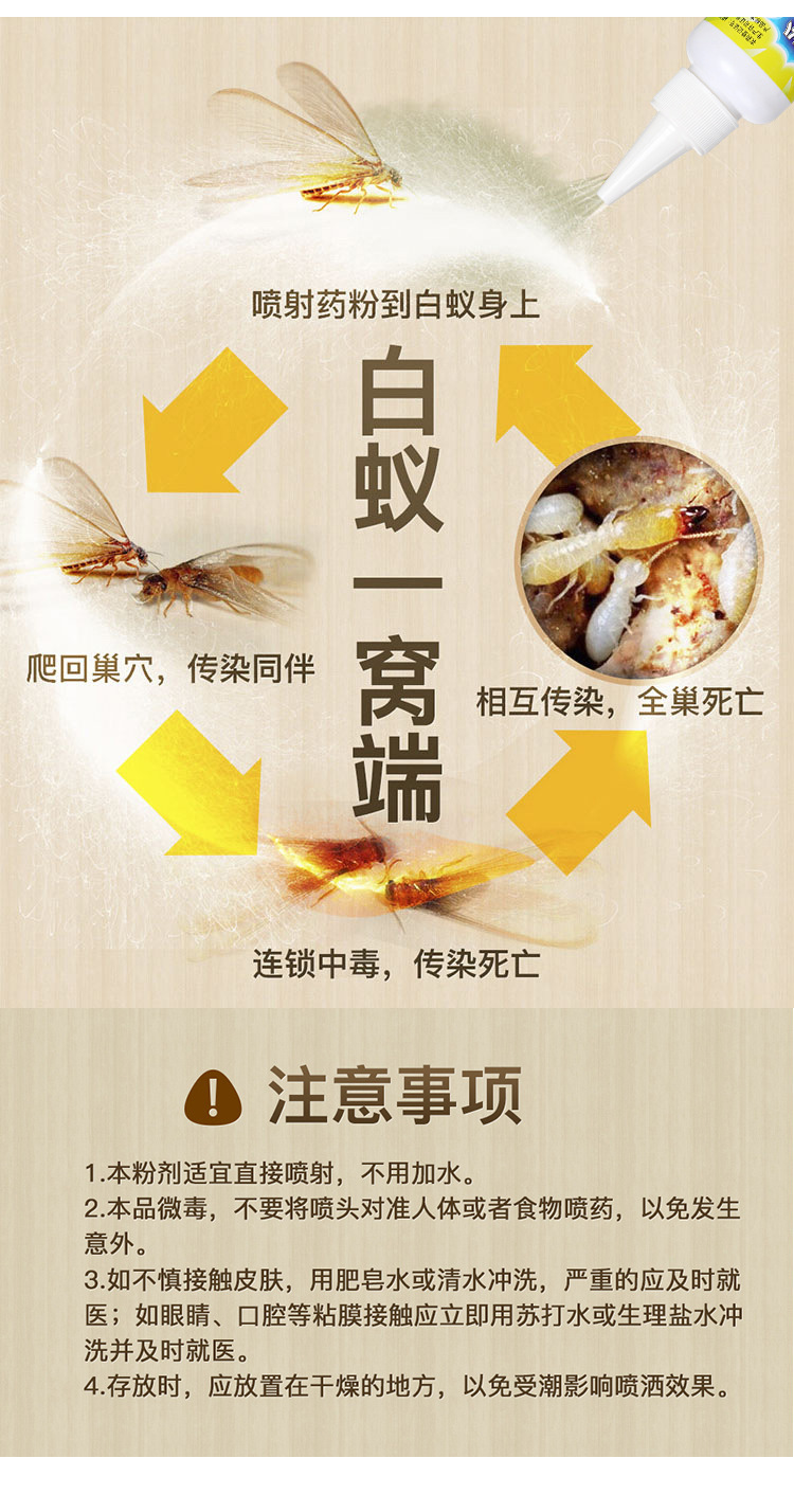 严选75克柏松白蚁杀虫粉消灭白蚁传染全巢死亡杀除白蚁家用白蚁药详情12