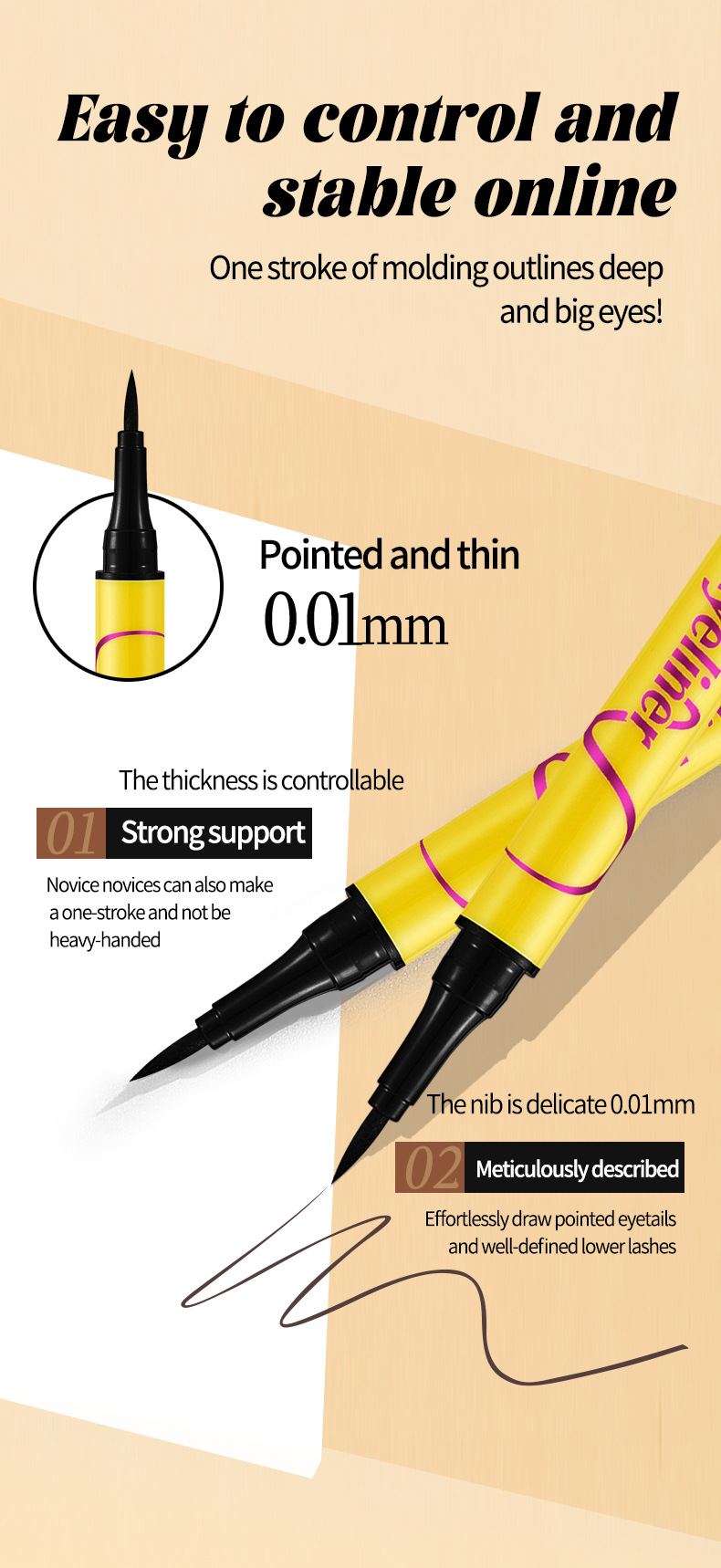 【 Cross-border Exclusive 】TaoBeauty7D Eyeliner Pen Waterproof, Sweat-proof, Non-fading and Non-smudging Eyeliner Pen wholesale pic 7