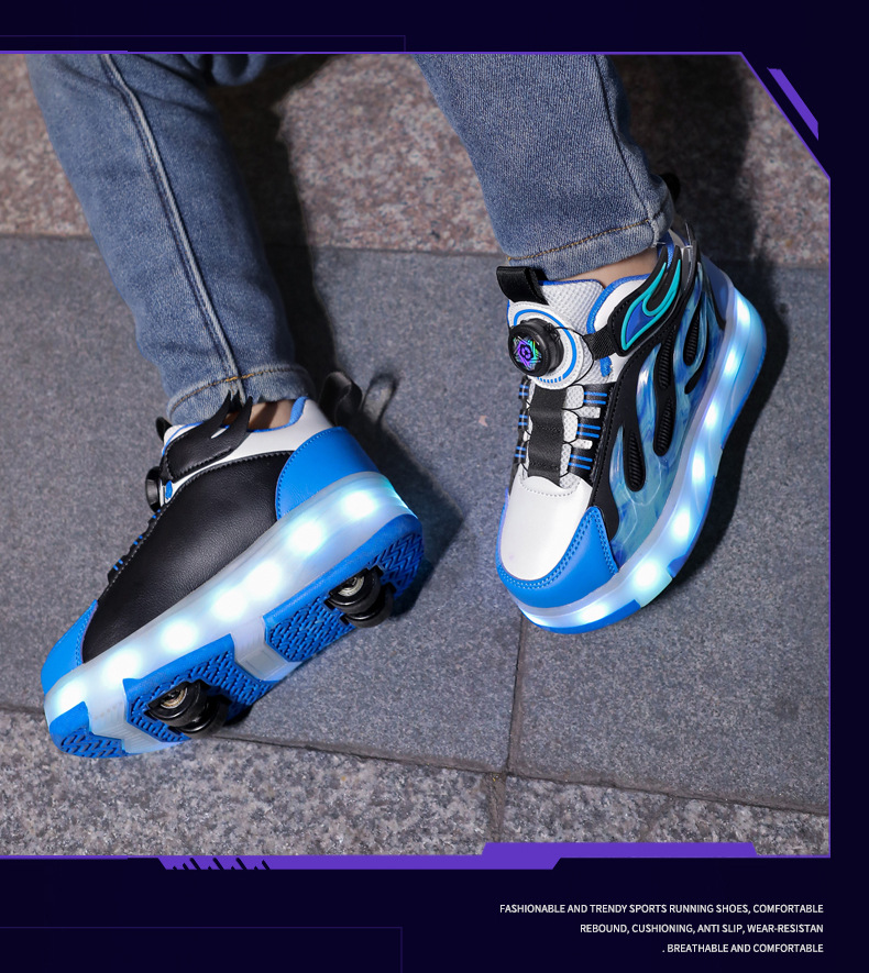 男童滑轮运动鞋轮滑鞋带灯四轮透气女童爆走鞋详情17