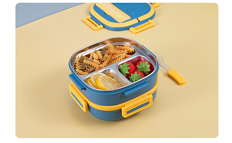 Hand-held insulated lunch box, female adult insulated bucket, square lunch bucket, 304 stainless steel, household lunch box, double layer pic 6