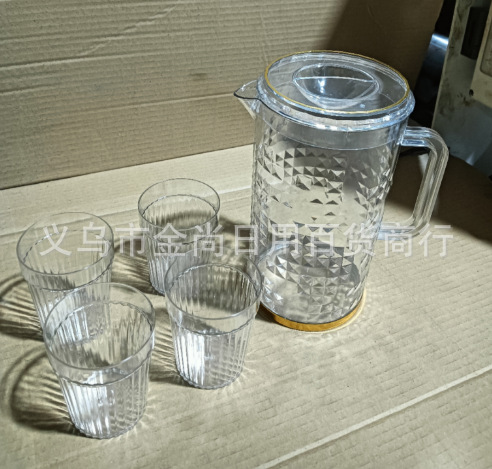 PET corrugated grid flat cover large-capacity cold water bottle, household food-grade plastic cold water bottle, water cup, juice tea pic 3