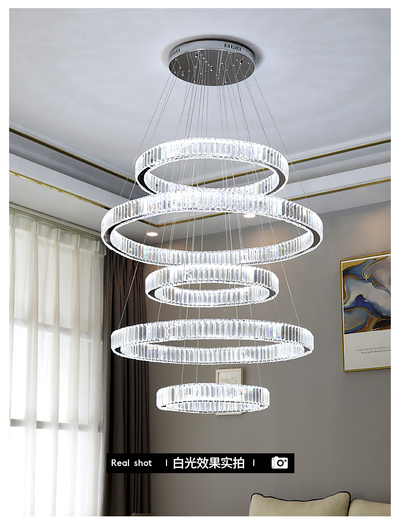 客厅吊灯2025年挑空楼梯吊灯轻奢水晶灯楼中楼餐吊灯具别墅楼吊灯详情14