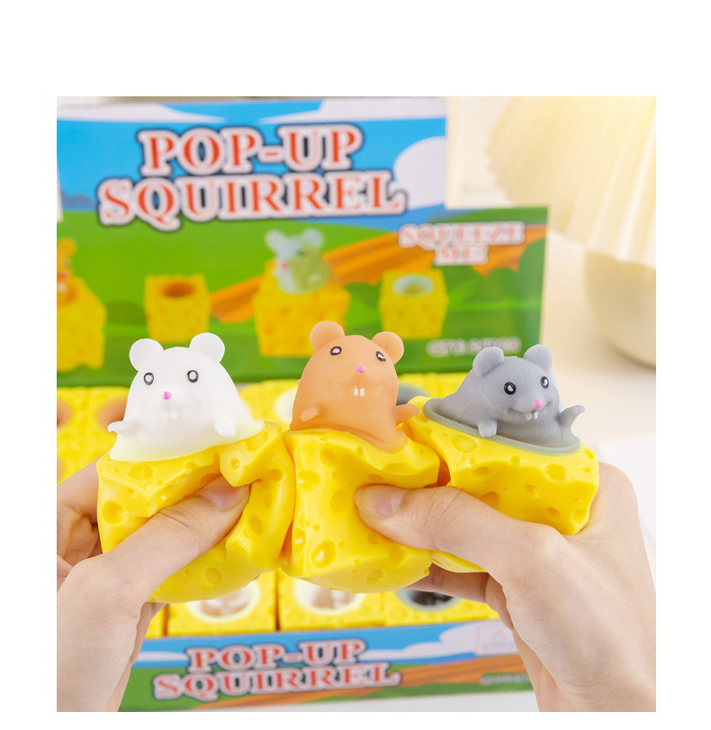 Creative prank, stress-relieving, cute cheese mouse cup, pinching fun, squeezing and venting, funny squirrel Cup, stress-relieving little toys pic 11
