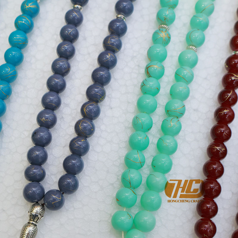 中东 礼拜 手持念珠 树脂 金拉丝纹理 33颗10厘 赞珠 跨境 批发详情2