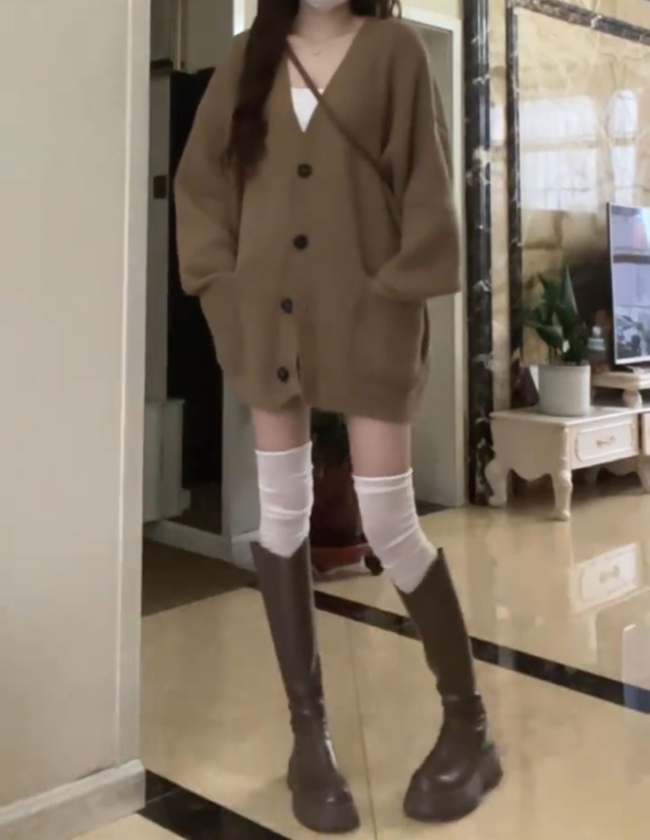 韩版V领慵懒风开衫2025新款日系简约毛衣女春秋冬休闲宽松针织衫详情6