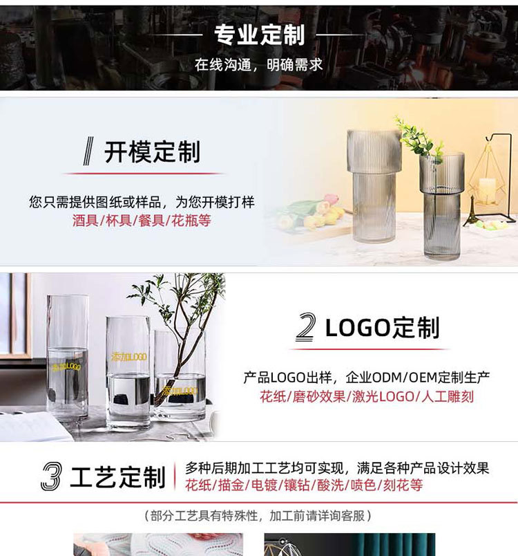 日式吊钟简约大肚子玻璃花瓶雪柳银柳百合水培马醉木鲜花花器摆件详情23