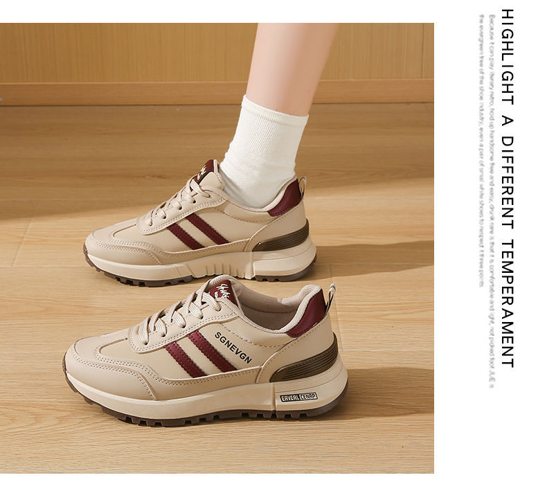 踩屎感轻便休闲运动鞋女士2025春秋季新款软底防滑皮面阿甘跑步鞋详情13