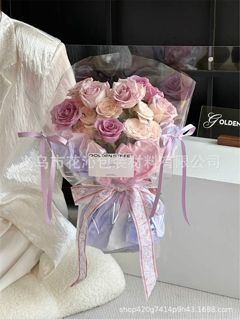 Original new product, gradient pear paper waterproof Korean-style bouquet packaging, floral art rose wrapping material, fresh flower packaging supplies pic 14