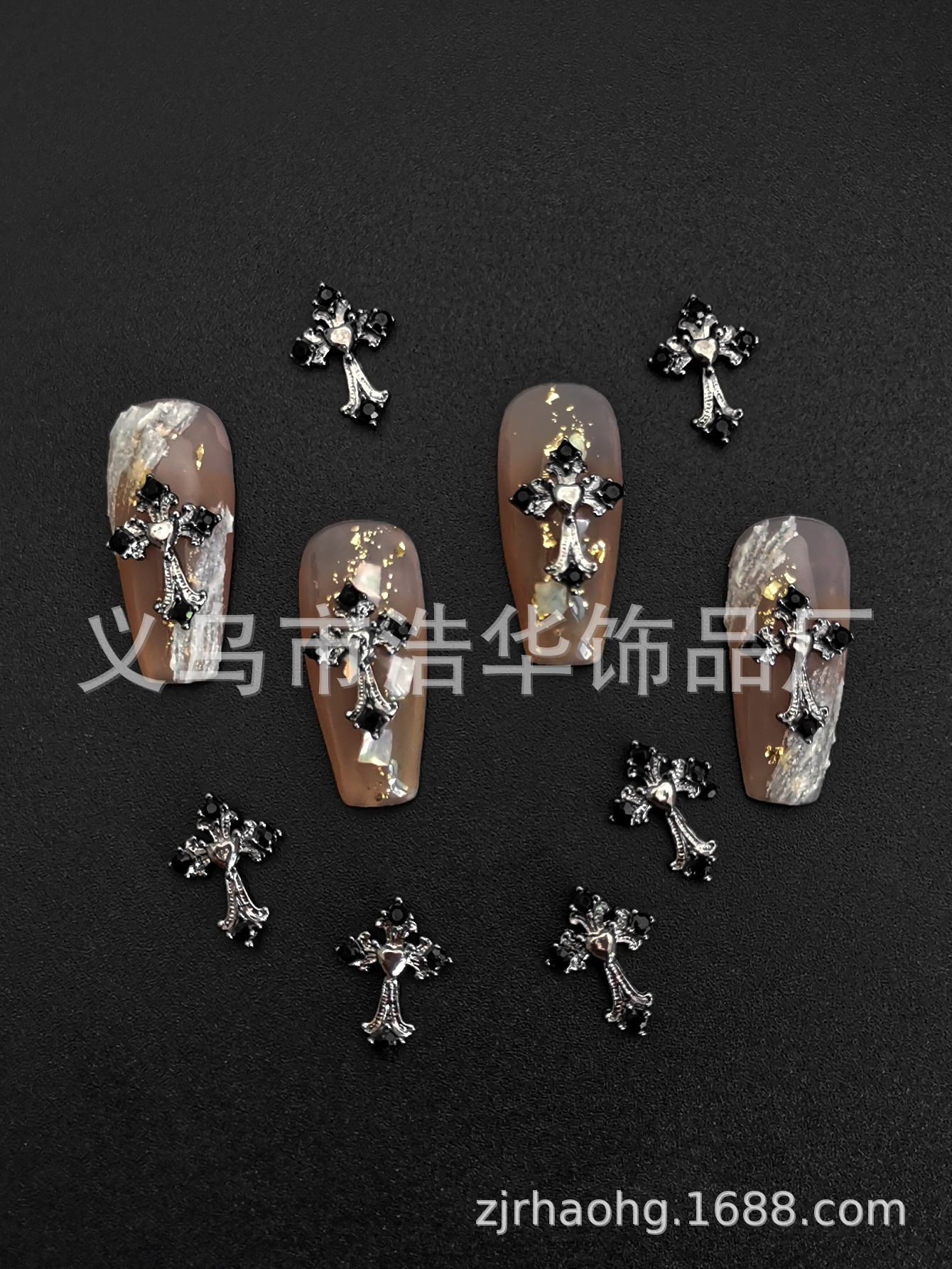 Punk-style Halloween cross alloy nail accessories, star moon heart-shaped nail accessories, nail drill wholesale pic 7