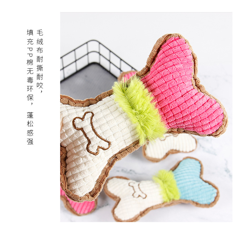 Venta directa de fábrica mascotas voz molar mordedura resistente gato perro peluche artículos de juguete de grano de maíz hueso estilo pic 12