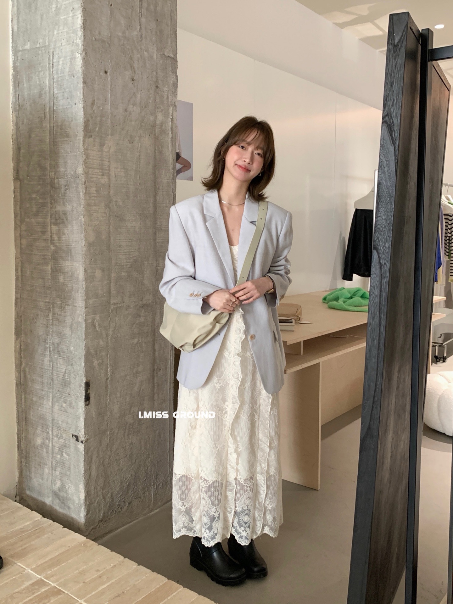 i mis时髦chic小西装外套女2025韩版英伦风宽松复古百搭休闲西服详情16