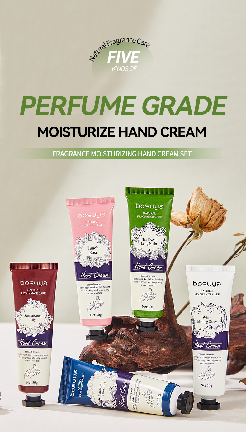 【跨境专供】bosuya香氛护手霜套装滋润防干裂香水护手霜套装批发详情2