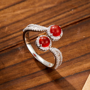 A light luxury double-layer overlapping bamboo-joint open ring with a high-end feel. It is made of copper alloy, set with zircon, and electroplated with real gold for adjustment pic 5