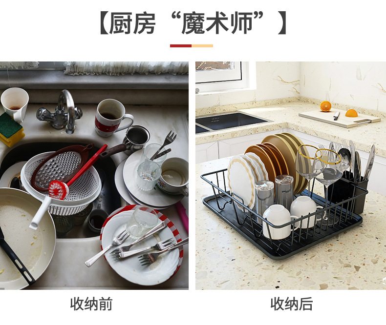 厨房碗碟碗筷收纳架水槽橱柜置物架碗架盘子沥水架放碗盘收纳盒子详情3