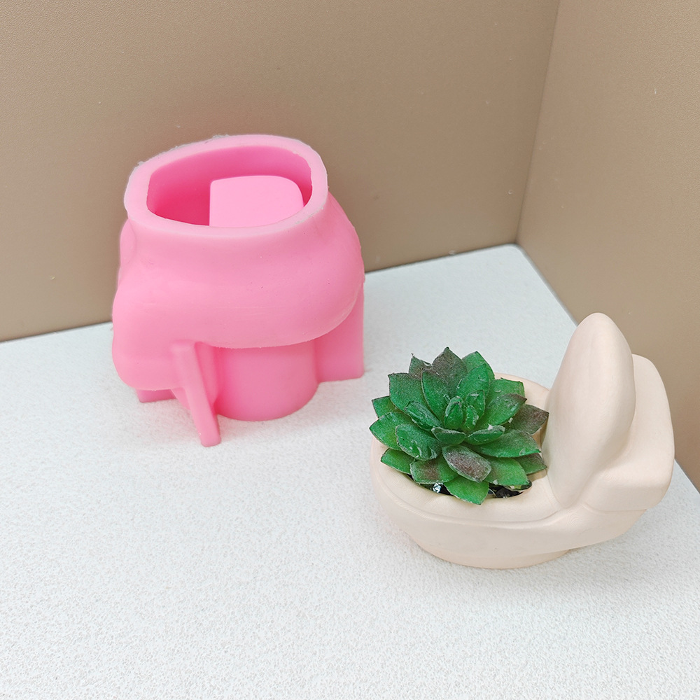 diy silicone molds for creative toilet flowerpots, scented candles, gypsum epoxy resin, cement toilets, and succulent flowerpots pic 3