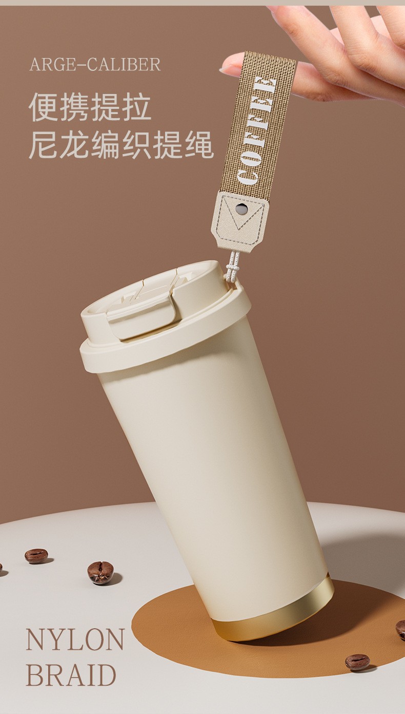 新款铃兰花316不锈钢保温杯双饮咖啡杯陶瓷内胆商务礼品吸管水杯详情13