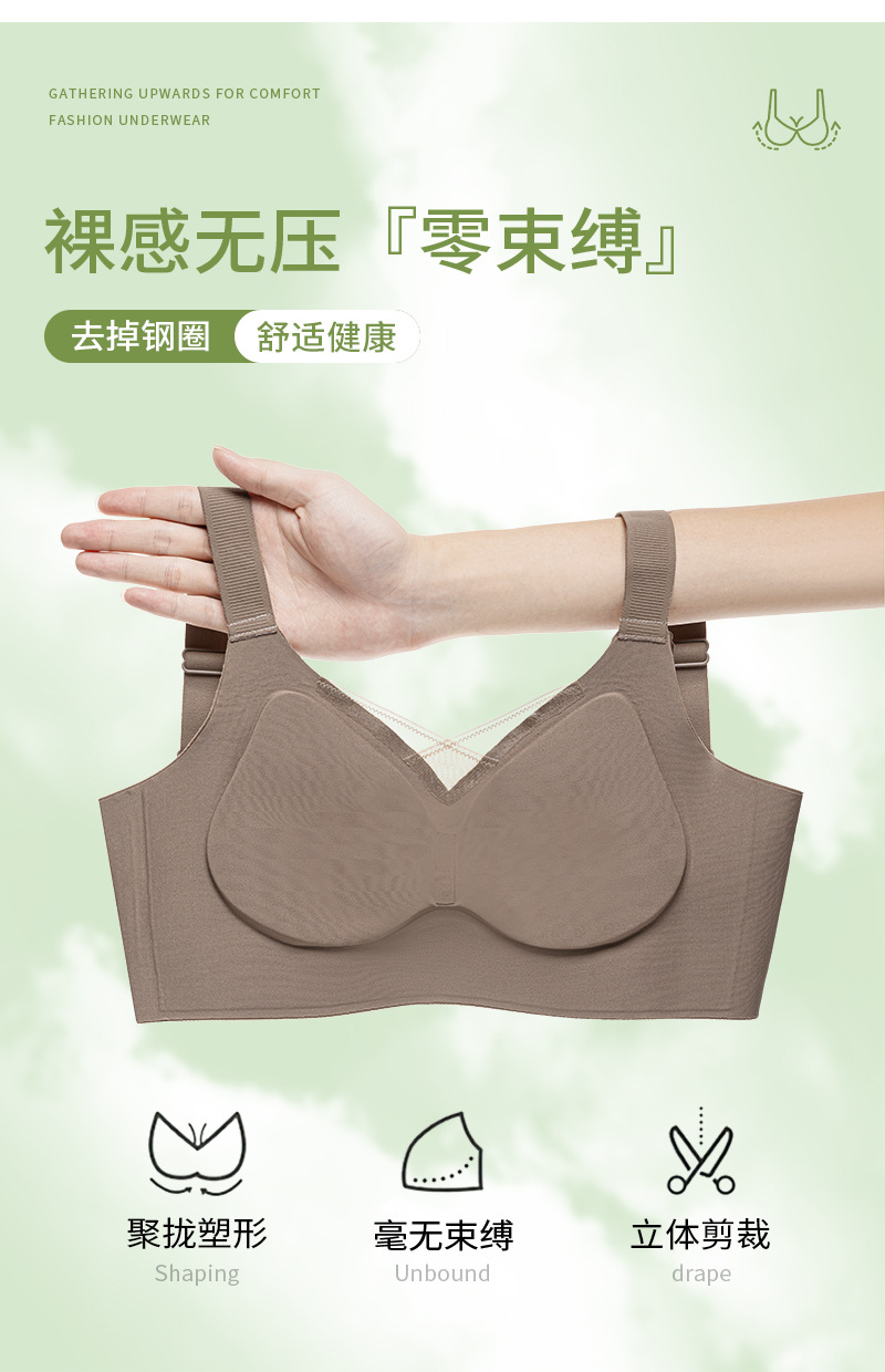 大胸显小聚拢内衣女士无钢圈收副乳防下垂调整型薄款2025新款文胸详情6