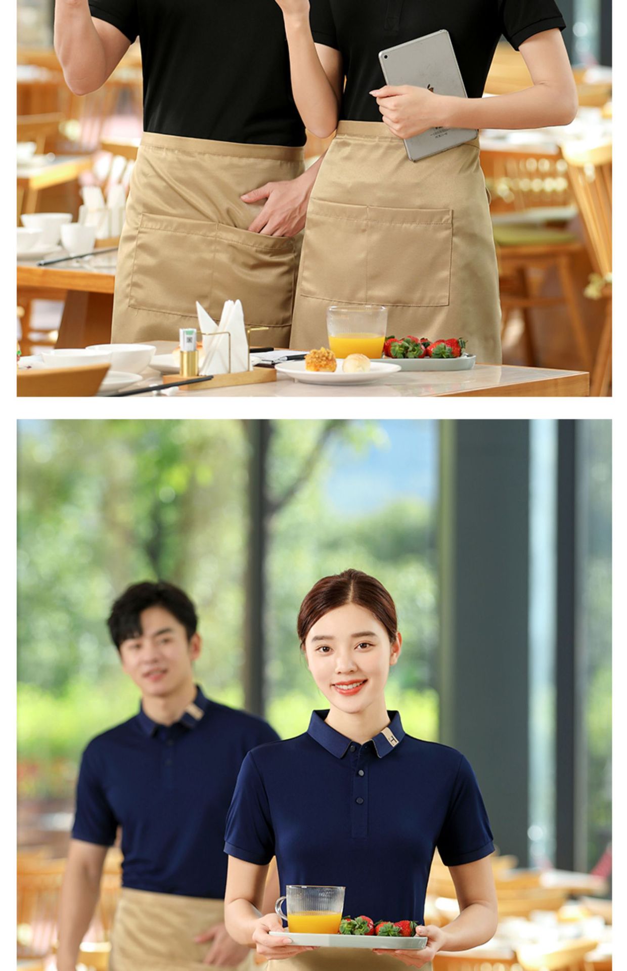 夏季工作服t恤短袖翻领企业厂服饭店餐饮服务员半袖工衣印字详情30