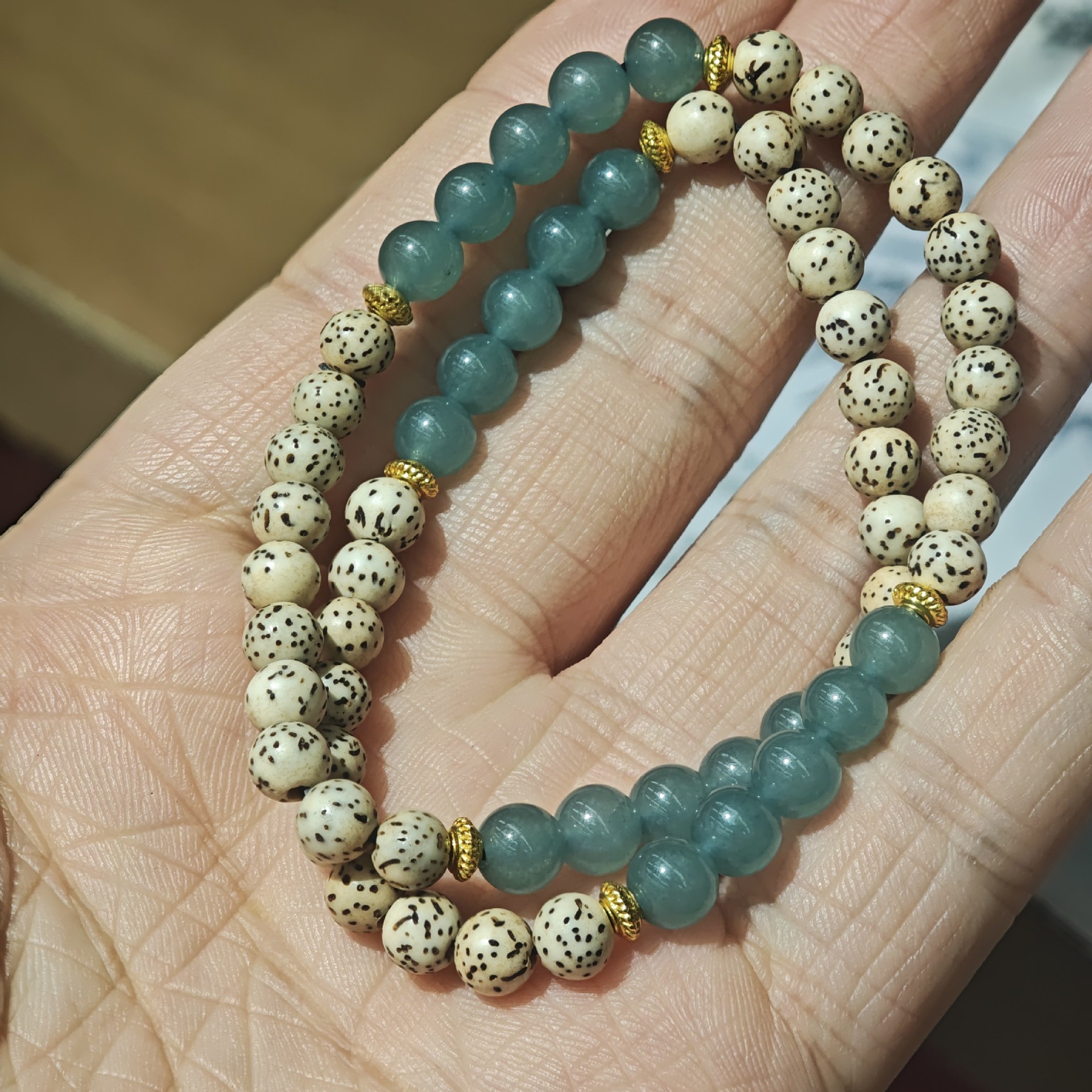 星月菩提手串女生双圈翡翠配饰文玩情侣中国风文艺手链礼物详情3