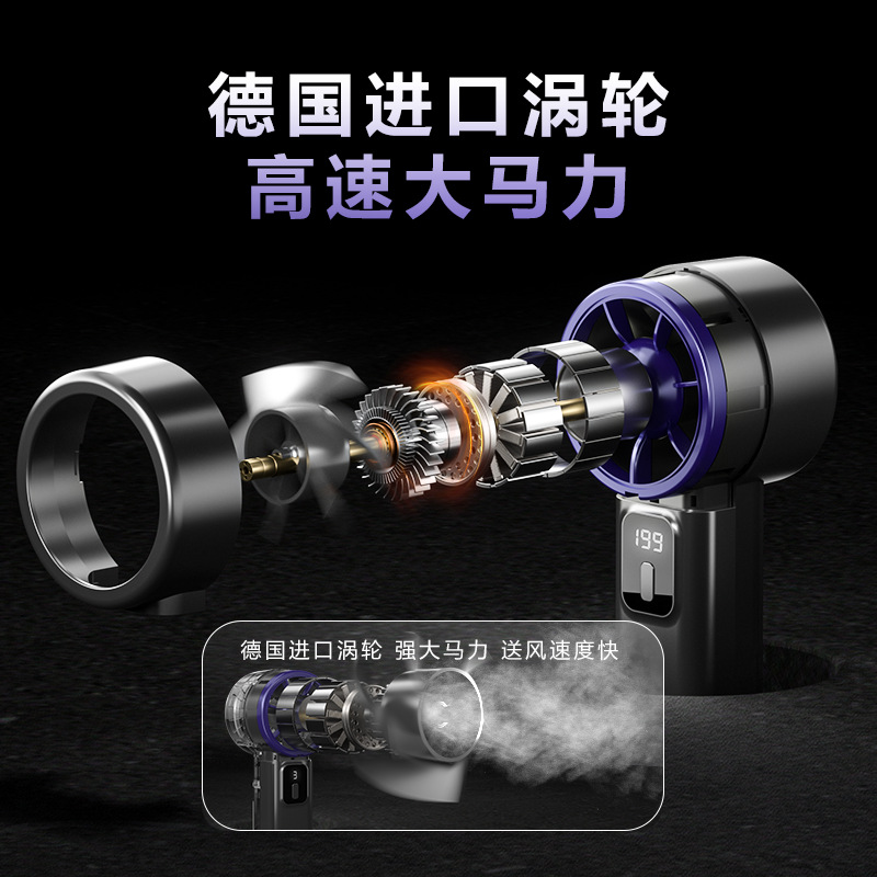 The new cross-border 199-level digital display USB small fan is foldable and desktop, with a turbine and strong wind force. It is fashionable and portable pic 15
