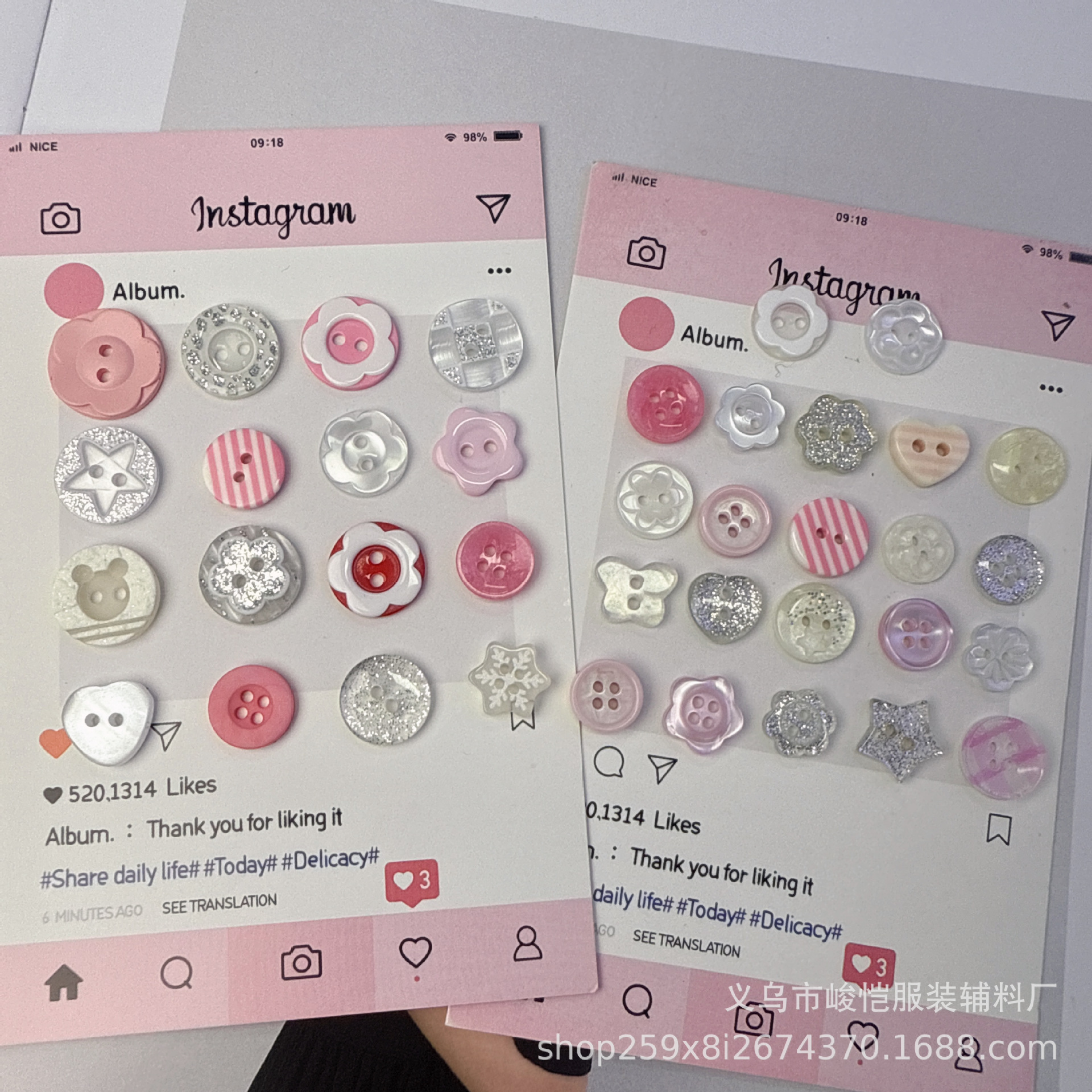 Cute pink buttons mixed and matched, handcrafted diy accessories, button collection, decorative account books, dolls, pain packs, materials pic 21
