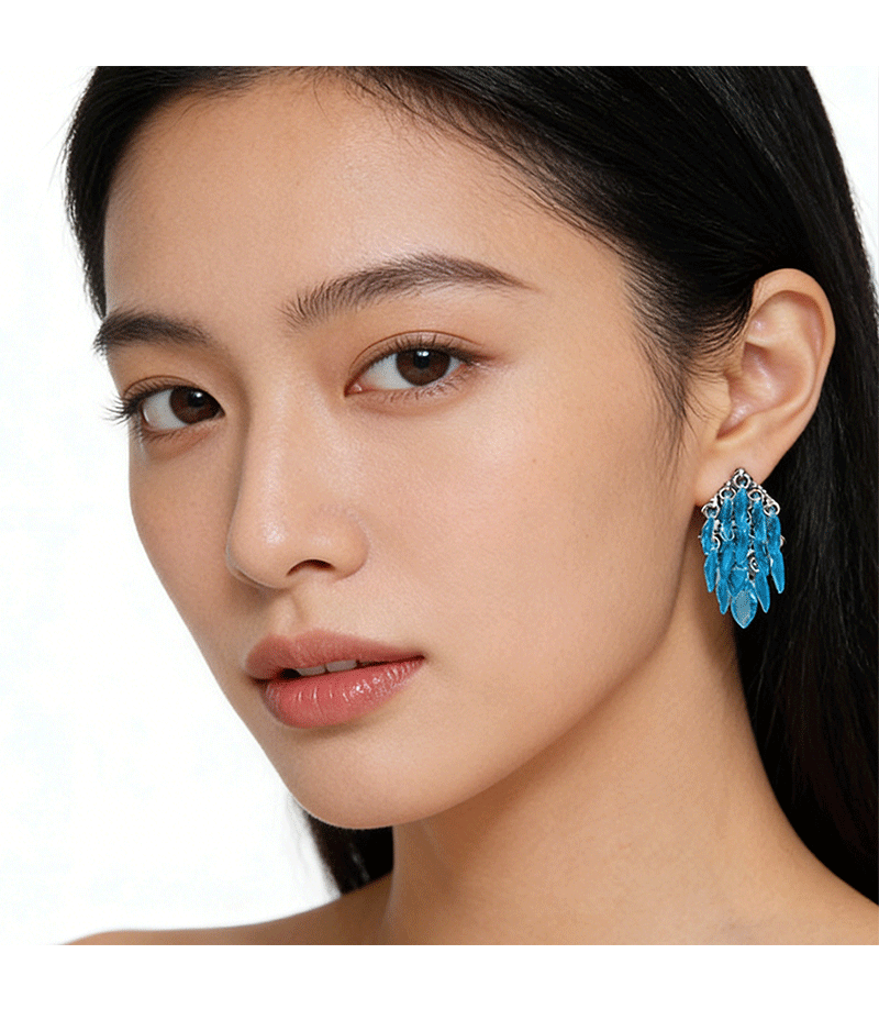 时髦个性轻奢水滴几何水滴流苏耳环女直播爆款超闪气质高级感耳饰详情6
