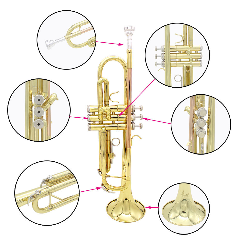 SLADE trompeta en si bemol importado latón cuerpo tubo fósforo cobre color principiante práctica banda tocando trompeta trompeta wholesale pic 7