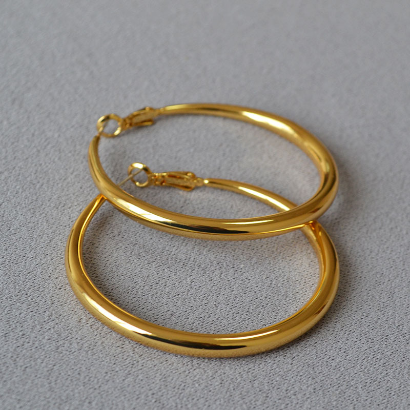 港风圆环耳圈素圈925银针气质通勤百搭高级感耳饰女oversize耳坠详情8