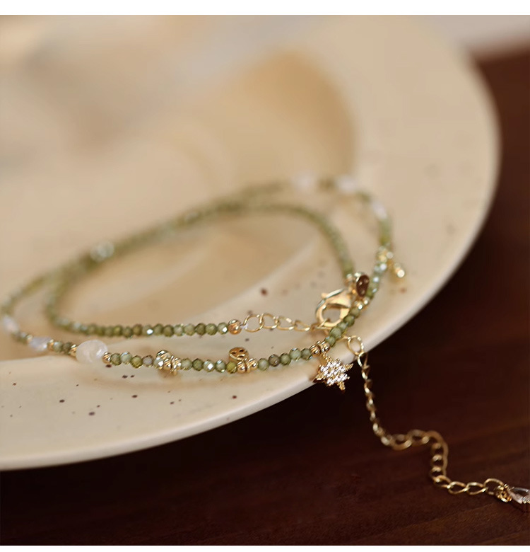 橄榄绿锆石串珠天然巴洛克淡水珍珠项链女轻奢小众锁骨链颈链饰品详情9