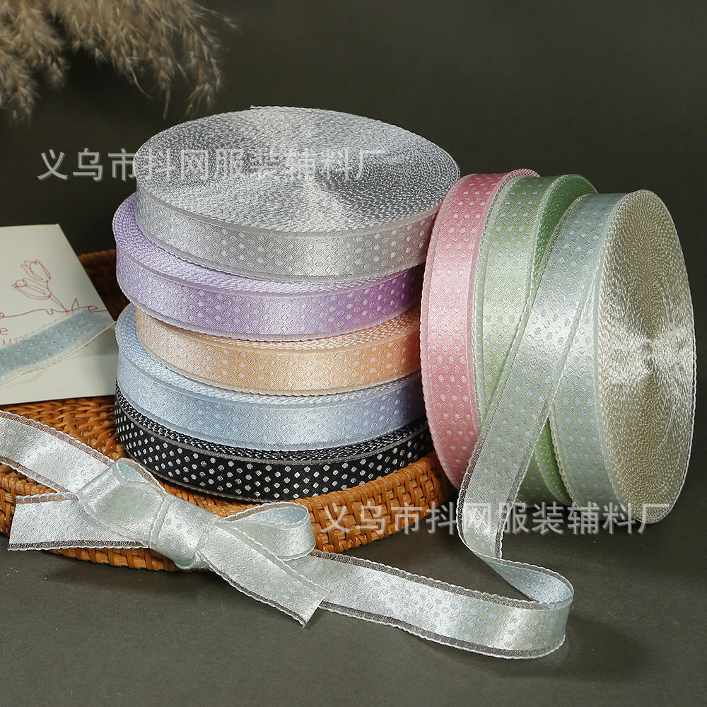 Korean style 2.6cm colorful polka dot ribbon gift box packaging decoration polyester ribbon diy bow hair accessory webband accessories pic 2