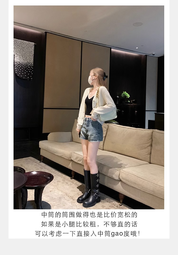 【sheii苏茵茵】梦玲同款~阿miu真皮中高筒西部牛仔靴女骑士长靴详情20