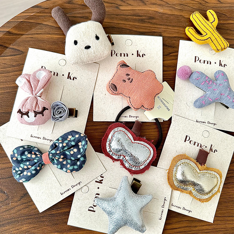 韩国新款手工布艺儿童发夹小众款发圈发卡小红书同款发饰刘海夹详情4