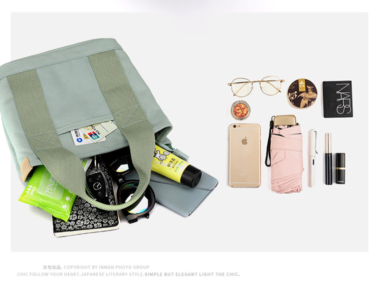 小包加拉链日本千层包小众简约单肩包手提加厚帆布手机水桶托特包详情6