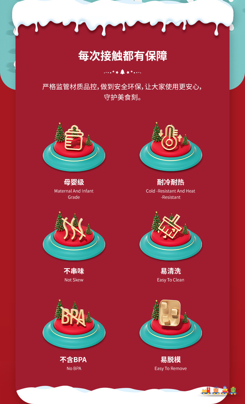 模具 跨境圣诞模具 硅胶模具圣诞树姜饼人雪花圣诞节模具饼干糖果 babycare详情3