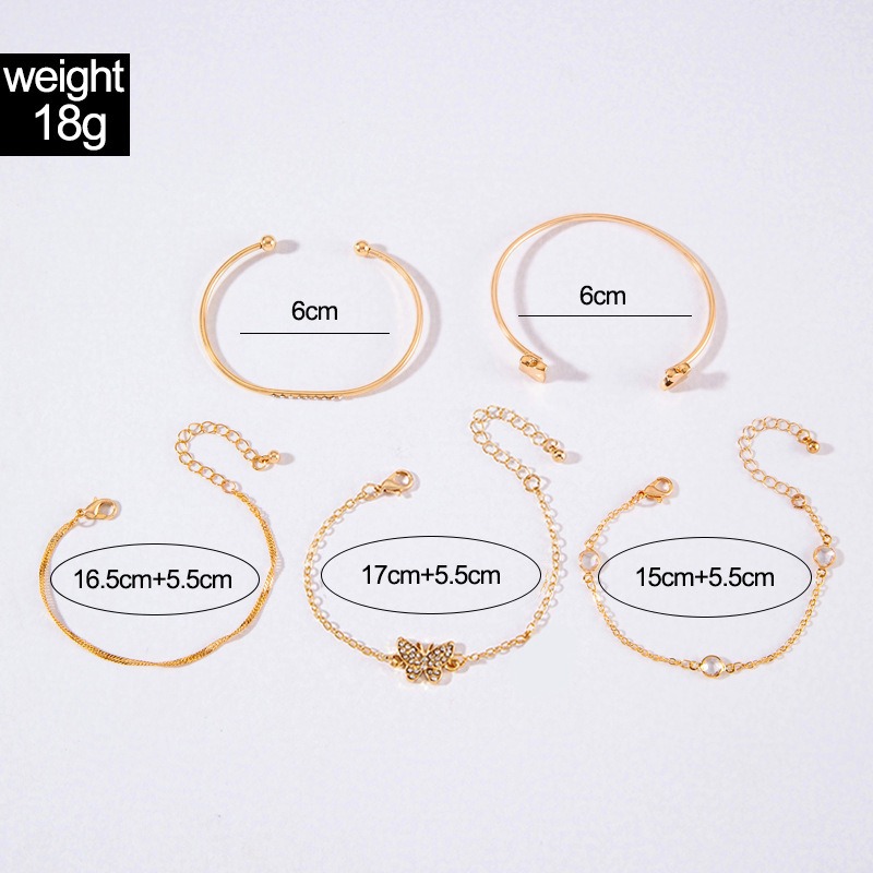 欧美跨境饰品 复古个性麻花手链仿宝石夸张朋克手镯手链4条装批发详情12