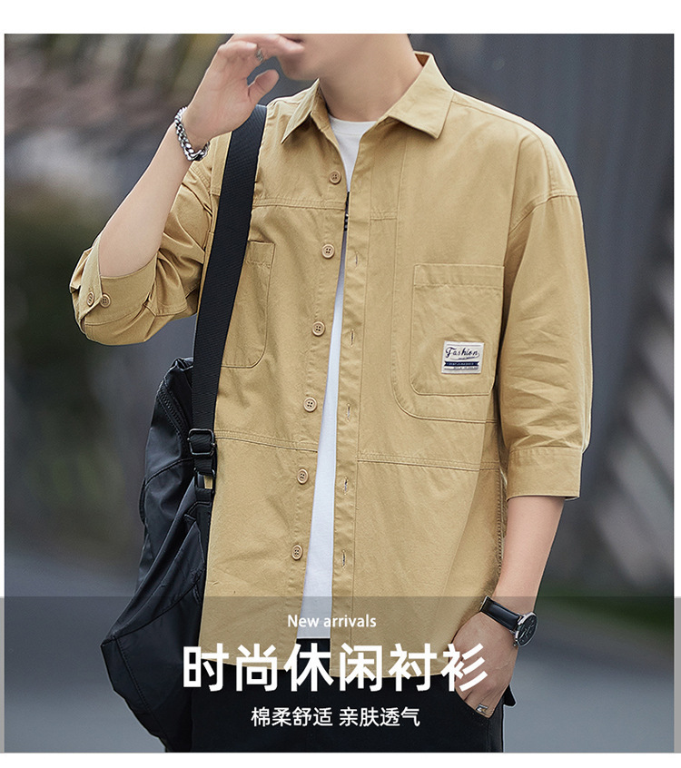 Casual short-sleeved shirt for men, Korean-style trendy 70% shirt, summer cool and stylish workwear top, Japanese-style coat pic 3