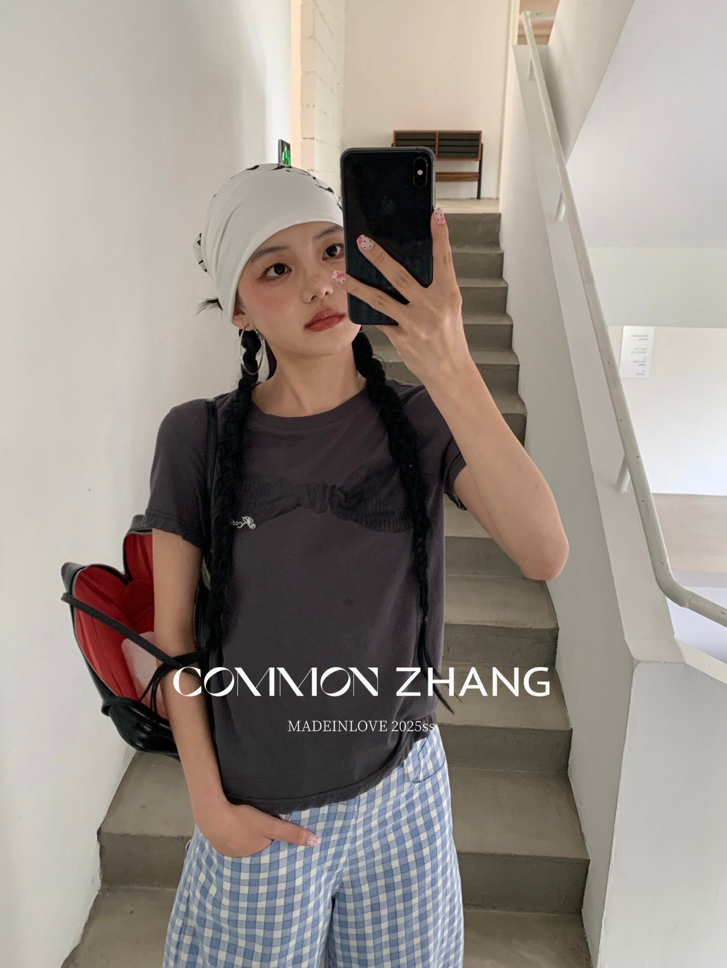 CZ ZHANG Summer Korean Style laid-back Casual Versatile Bow Print Letter Embroidery short-sleeved T-shirt B20639 pic 7