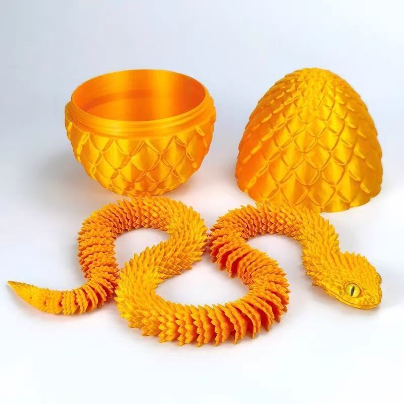 跨境3D打印蝰蛇蛋套装桌面摆件儿童玩具关节可以活动玩具小蛇装饰详情13