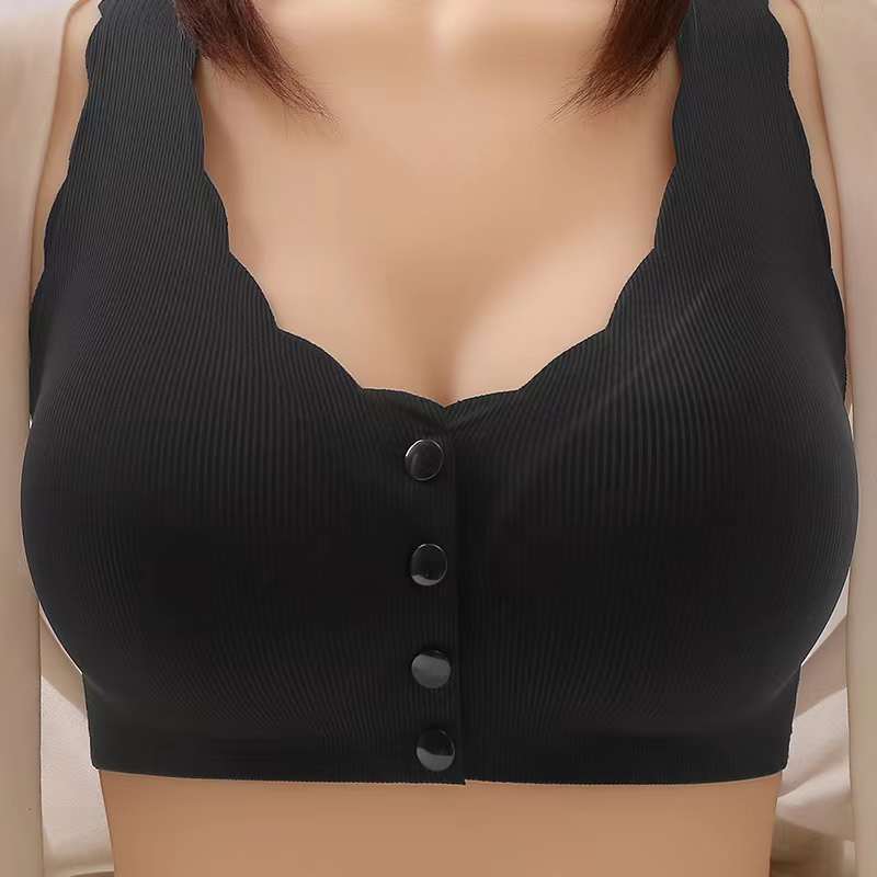 内衣女冰丝薄款前扣小胸聚拢无钢圈文胸舒适透气收副乳调整型胸罩详情5