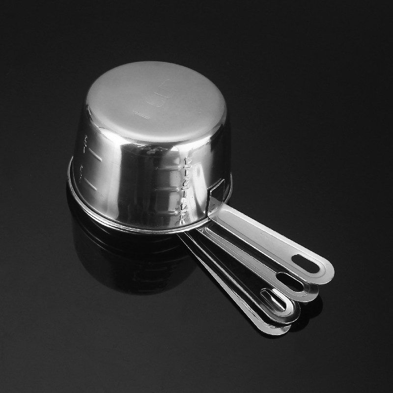 A set of 4 stainless steel measuring cups with scales, dessert coffee milk powder measuring spoons, baking utensils, 60ml-235ml pic 19